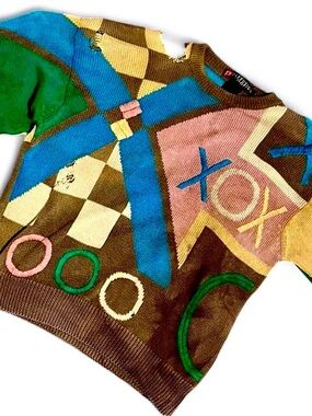 Vtg 90s Colorblock Sweater Abstract Geometric Thrashed
Grunge Coogi Style Medium